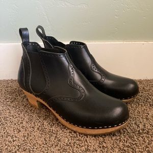 Swedish Hasbeens Toffel black clog ankle boot size 40